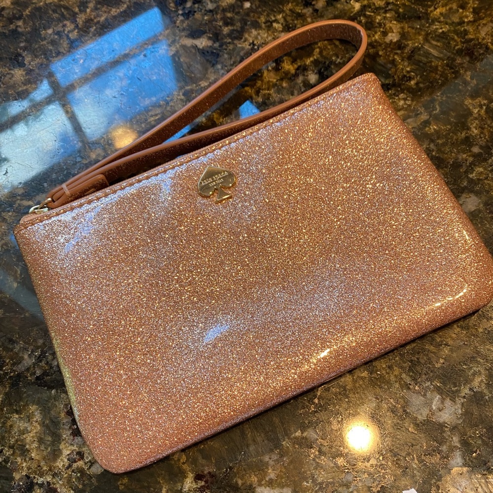 Pink/Rose gold Kate Spade wristlet